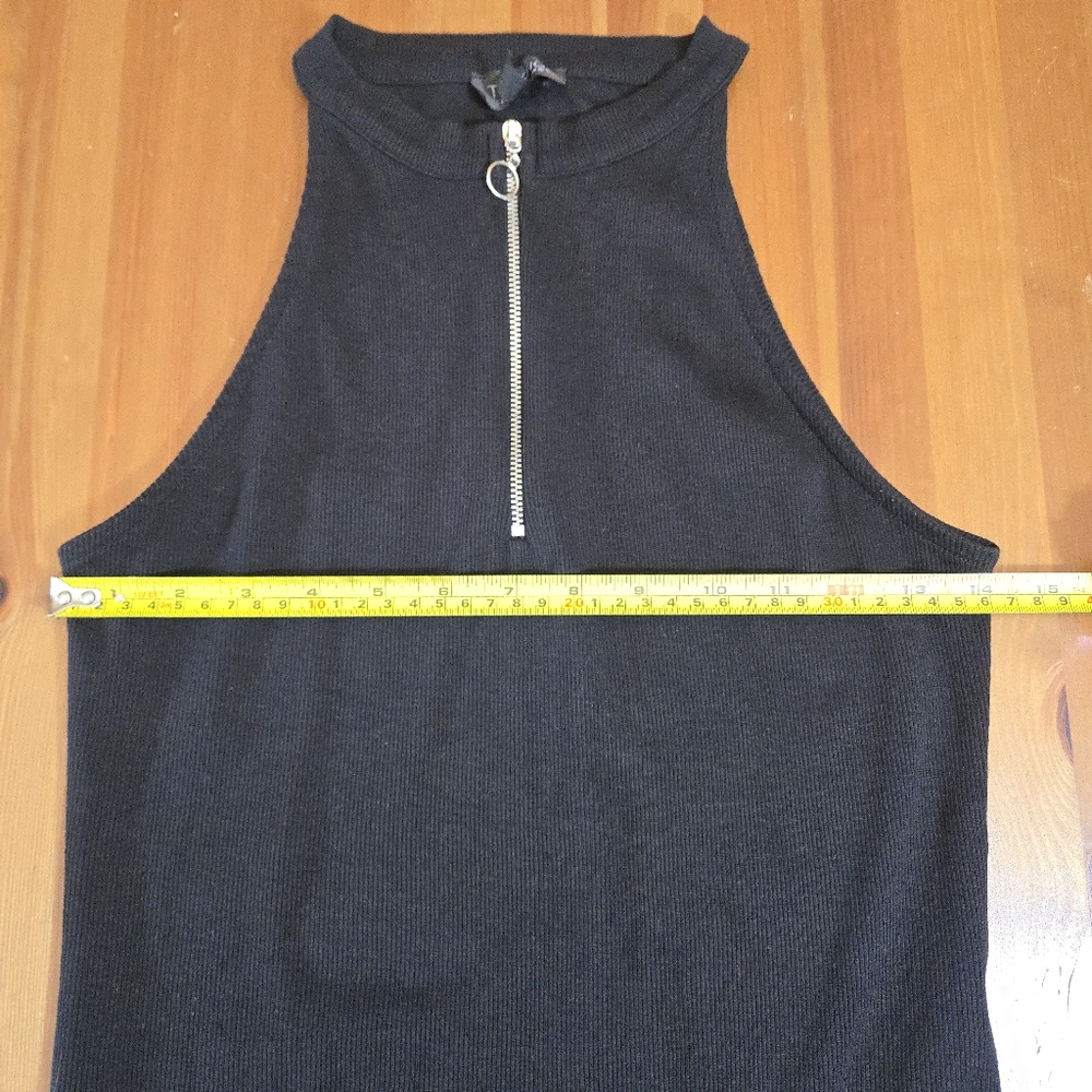 Top Shop Racerback Black Ribbed Zip Up Bodysuit Size US 8 - Picture 6 of 9